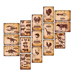 Butcher Shop Vintage Metal Sign Kitchen Poster Beef Pig Duck Meat Cuts Collection Guide Retro Wall Plaque Painting Craft 20x30cm