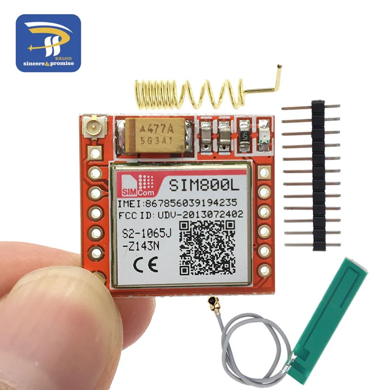 Imagem -02 - Núcleo da Placa Quad-band Ttl Menor Núcleo de Placa Sim800l Gprs Gsm Kit de Cartão Módulo Micro Sim de Orifício de Entrada com Antena Diy