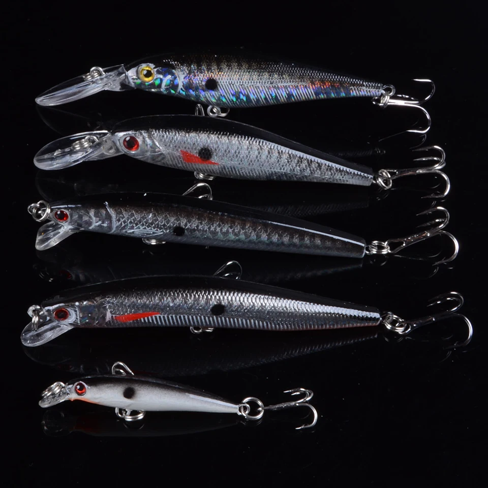 

Minnow 5pcs Fly Fishing Lure Set China Hard Bait Lure Wobbler Carp 5 Models Fishing Tackle wholesale With 3D Eyes