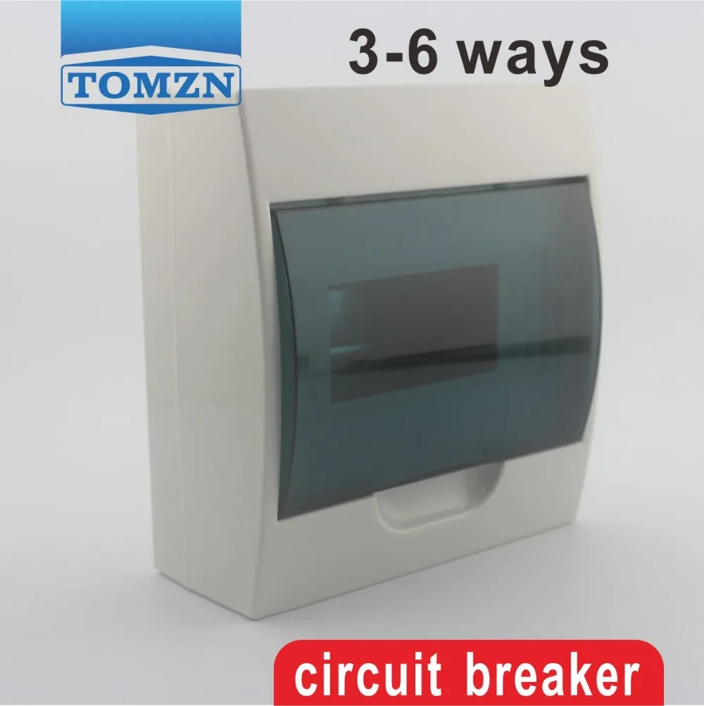 3 - 6 ways Plastic distribution box for circuit breaker indoor on the wall