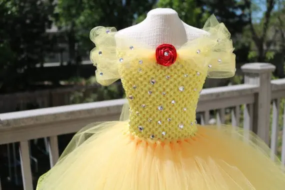 POSH DREAM Beauty and The Beast Tutu Dress for Birthday Party Belle Princess Tutu Dress Yellow Gold Belle Princess Girls Clothes