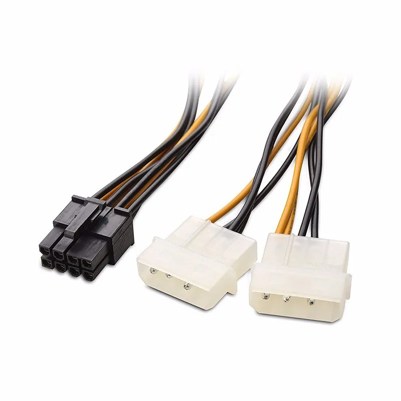 6 นิ้ว 2 x Molex 4 ขา 8-Pin PCI Express PCI-E ATX PSU Power Converterสาย-Molex PCIe 8 PIN (6 + 2) อะแดปเตอร์