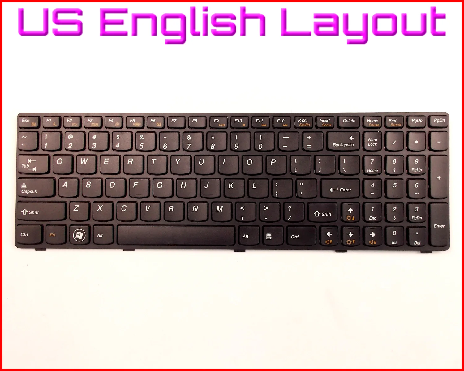 US English Layout Keyboard for Lenovo Z580 Z580A Z585 Z585A V580 N580 N581 N585 N586 G580 G580A G585 G585A 9Z.N5SSW.Q01 Laptop