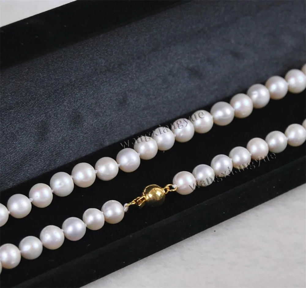 Genuine Natural 8-9MM White Akoya Cultured Pearl necklace earrings set AAA Grade