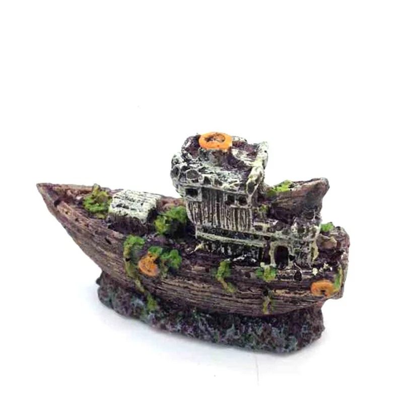 Mini Aquarium Resin Shipwreck Fish Tank Decoration Pirate Treasure Ship Small Ship Ornament Accessories Statue For Fishes Hide