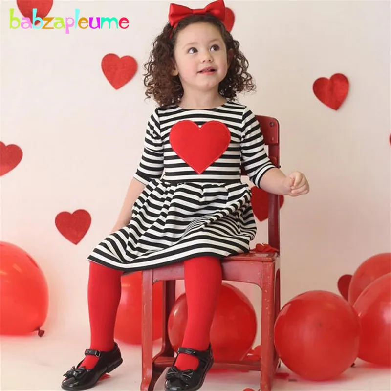 

2017 New Girls Dress Striped Cute Children Costume Heart Pattern Baby Clothes Kids Girls Dress Cotton Summer Princess Dress A164