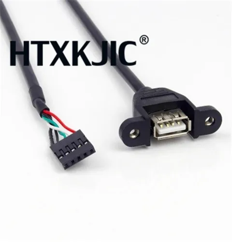 

Newest Connector 2.54mm 5pins female to USB A 2.0 female extension cable panel mount screw ear holes 35cm cord Baffle line