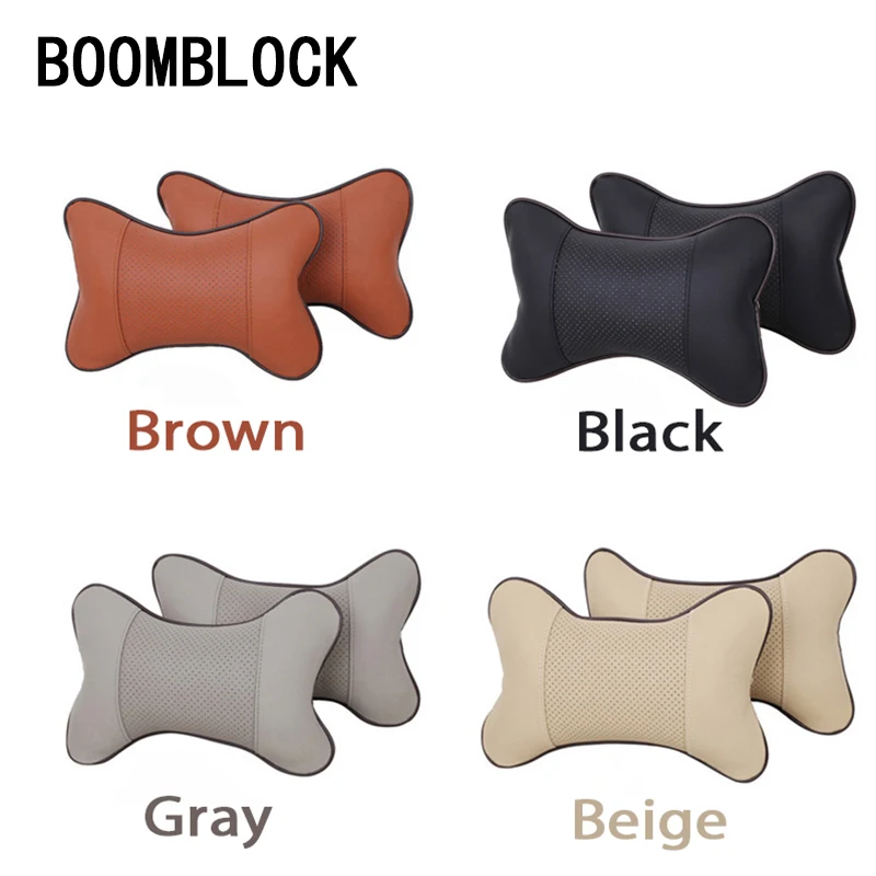 BOOMBLOCK 2pc/set Car Genuine Leather Cushion Covers Pillow For Peugeot 307 206 Jeep Ford Focus 2 3 VW Polo Golf 4 5 7 Touran T5