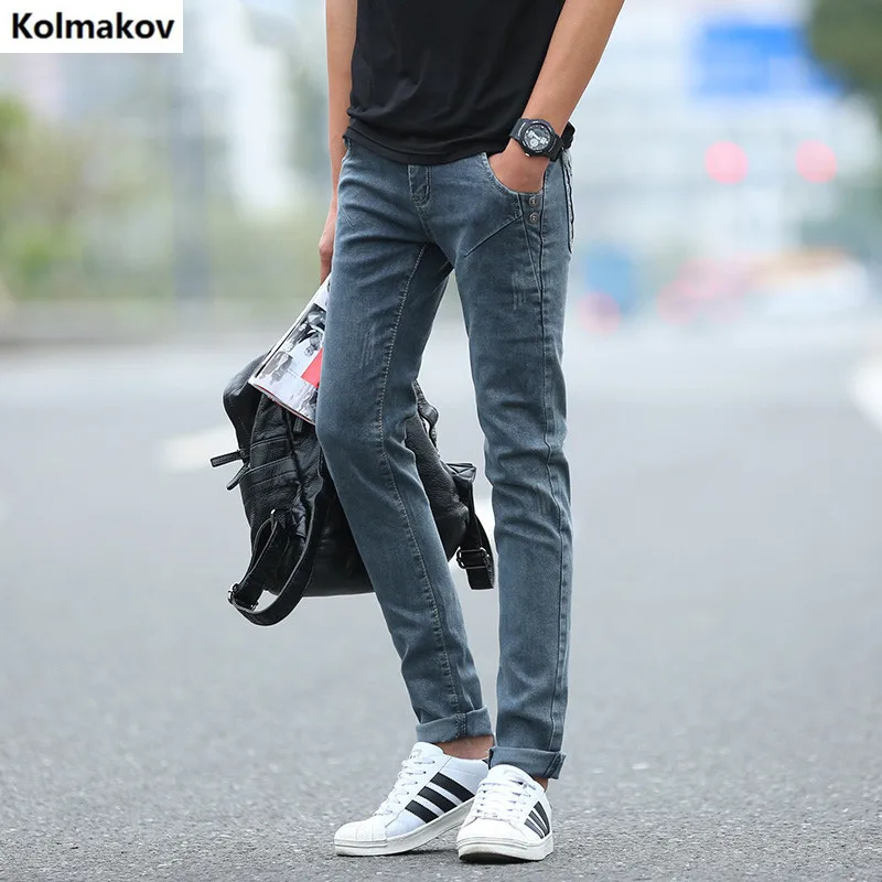 Hot sell new jeans in spring of 2020 men's spring pants pencil pants fashion jeans solid color slim men full size  trousers