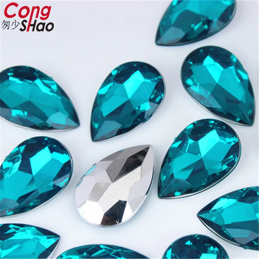 Cong Shao 50pcs 20x30mm Acrylic rhinestone trim Drop Pointback Stones And Crystals Clothing Crafts Ornament Accessories CS143