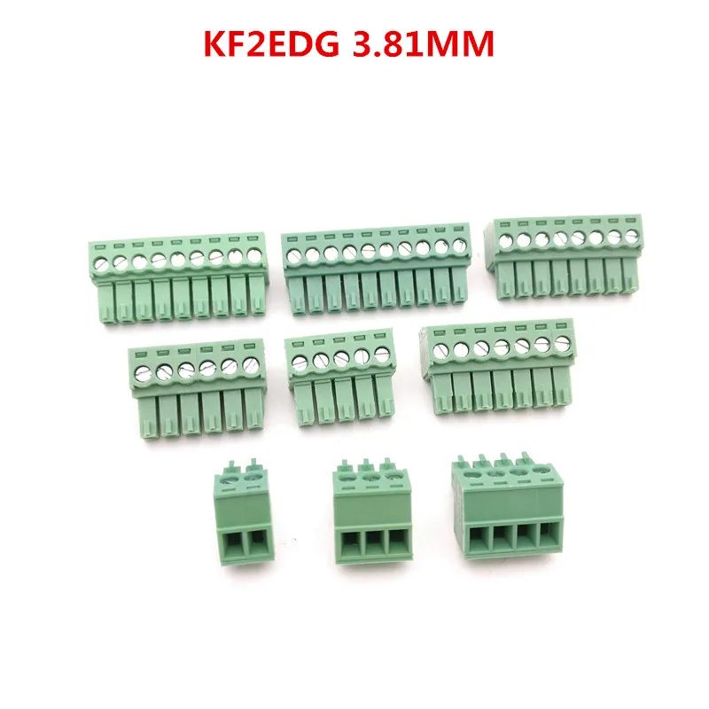 20psc 2P/3P/4P/5P/6P/7P/8P/9P/10P KF2EDGK Kit 300V 10A Pluggable Terminal Block Connector 3.81mm Pitch with Female socket