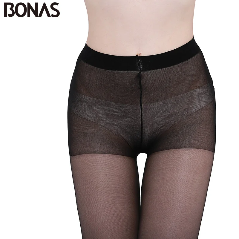 

BONAS 15D Nylon Tights Women Summer Transparent Hosiery Pantyhose Fashion Simple Slim Solid Color Stretch Spandex Female Thin