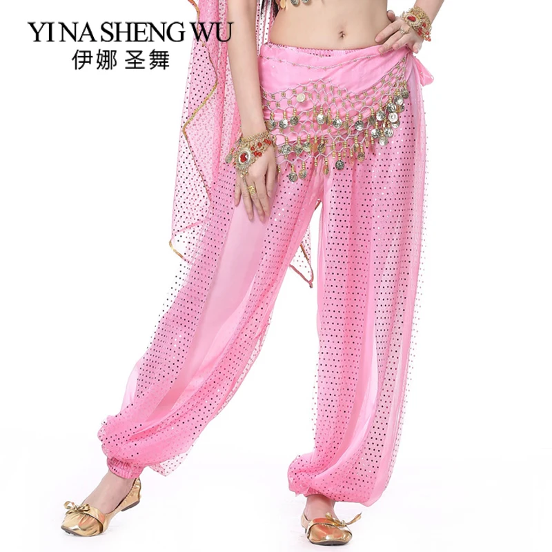 Indian Belly Dance Pants Women Harem Pants Cute Duck Chiffon Sequins Loose Hockey Pants for Female 10 colors Hot Sale