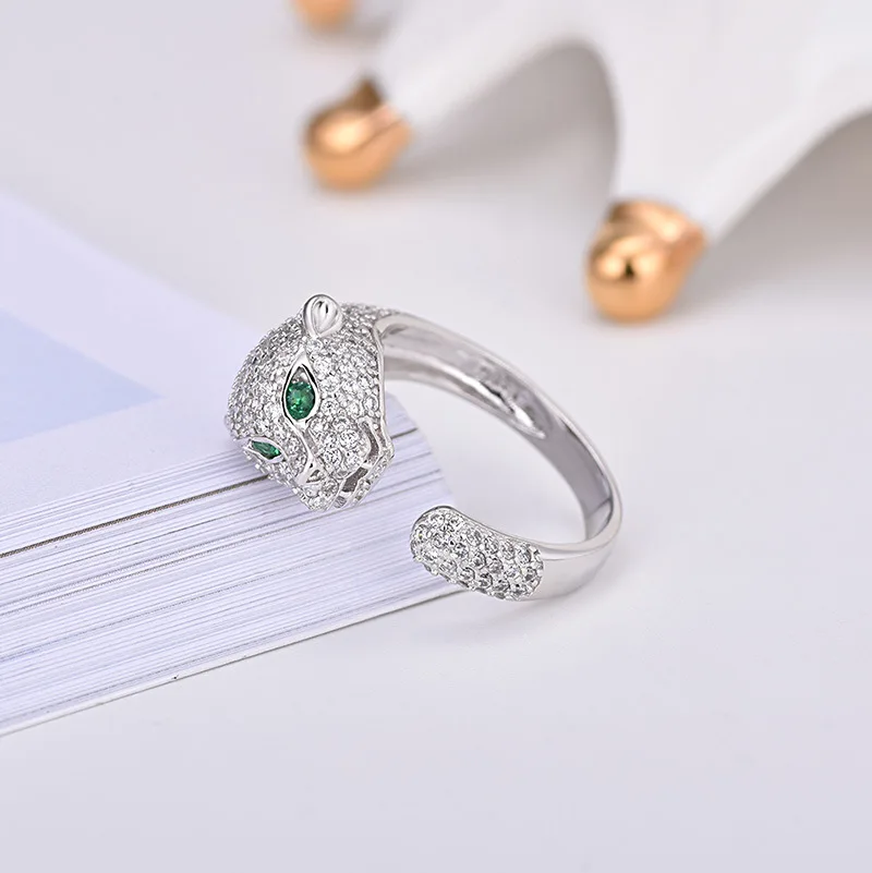 High Quality Leopard Head Open Ring Women or Men Resizable 925 Sterling Silver Brand Fashion Party Jewelry For Women Panther