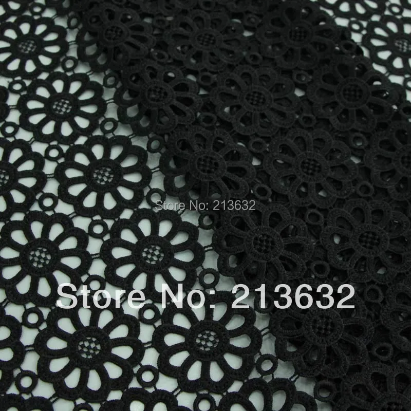 D po41 pet Polyester yarn water soluble solid hollow out full black embroidered cloth embroidery factory luxury material