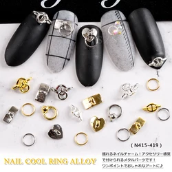 TSZS-N64.Charms Design Cool Ox, Style Antarcpunk, Pièces pour Ongles, Anneaux de Manucure, exacjons Rivets, Décorations de Piercing pour Ongles, 10Pcs par Lot