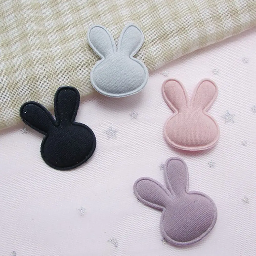 100pcs/lot Linen fabric Cartoon Princess Rabbit Bunny Padded Appliques Patches for garment shoe DIY Headwere Accessory