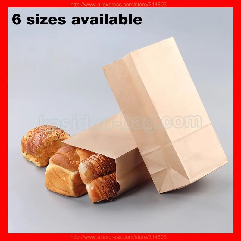 (1000pcs/lot) Wholesale Kraft Paper Bread Bags Bulk