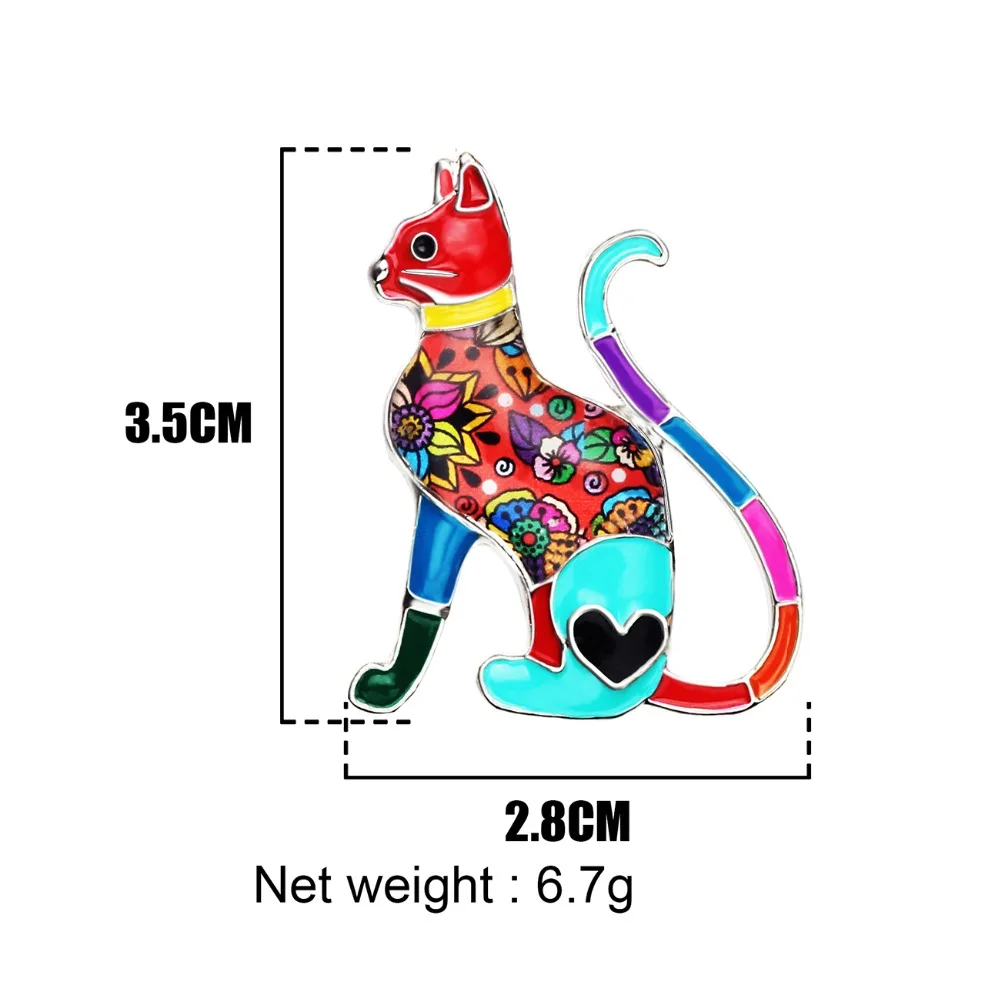 Bonsny Alloy Enamel Elegant Cat Brooches Clothes Suit Scarf Decoration Jewelry Pin For Women Girls Ladies Pet Lovers Gift Bijoux