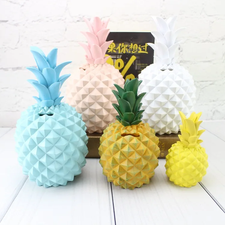 1PC Pineapple Piggy Bank Money Box Coin Bank Resin Saving Box Penny Bank Storage Jar Decoration Safe Box Save Cans MO 001