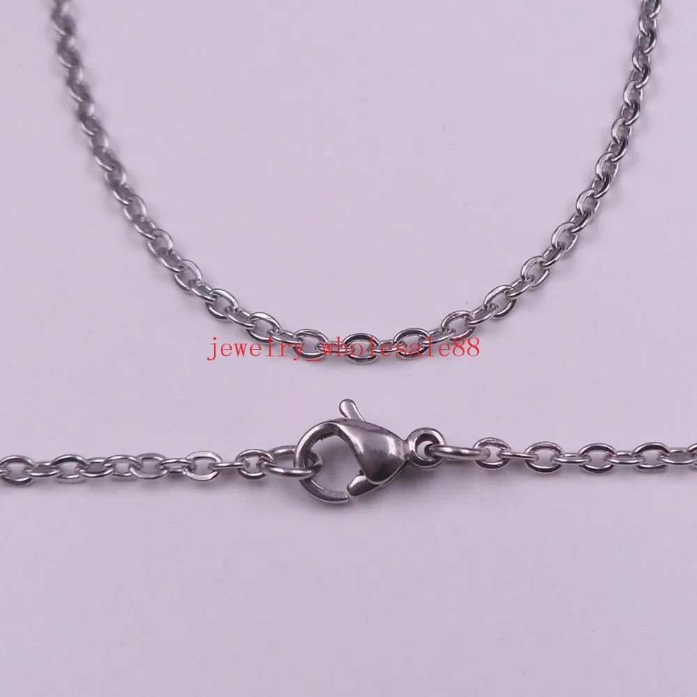 Lot 100pcs  Thin 1.5mm stainless steel  Fashion Cross Rolo Chain necklaces fit pendant