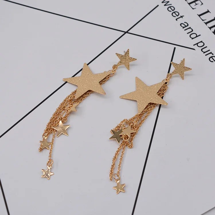 

Fashion charms pentagram long earrings for woman Pendientes mujer серьги женские boucle d’oreille femmes