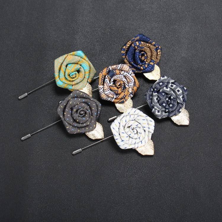 20 pcs/lot , Men's Handmade Fabric Rose Flower Lapel Pin Boutonniere Gifts