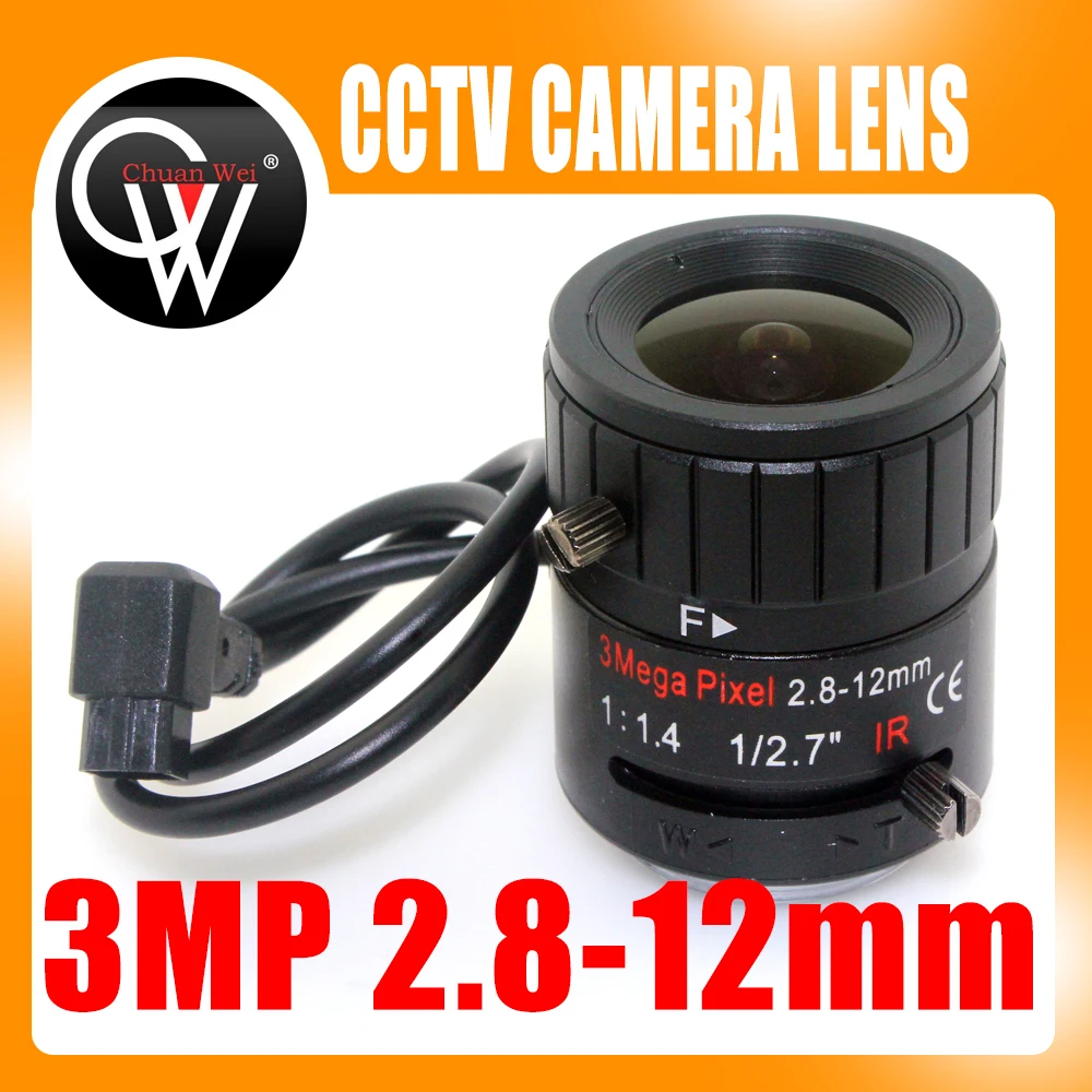 

3MP 2.8-12mm HD 3.0megapixel Auto Iris varifocal IR metal CS CCTV lens,F1.4, for Security cctv camera