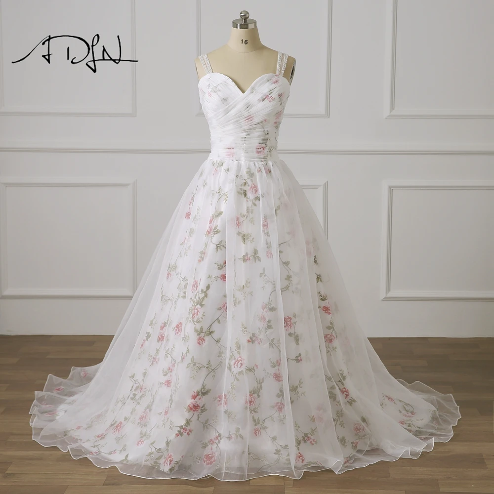 Vestido de Novia de talla grande con Organza Floral, Vestido de Novia personalizado con cuentas, corte en A, Vestido de Novia personalizado