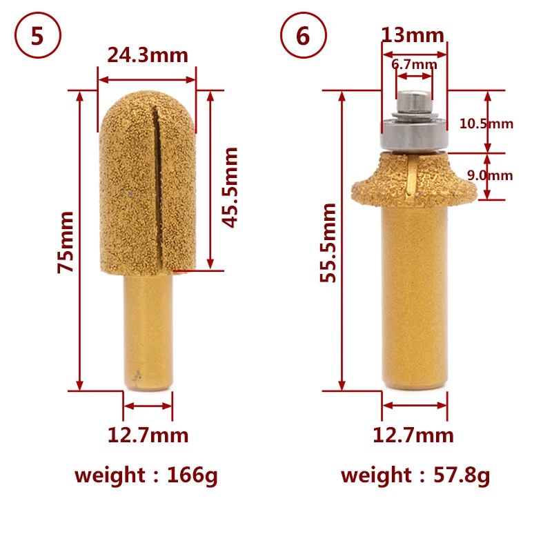 1 stücke 1/2 "Schaft Vakuum Gelötete Diamant Router Bits für Granit Marmor Router Cutter Profiling Schneiden Stein Rand gravur Werkzeuge – Detail 3