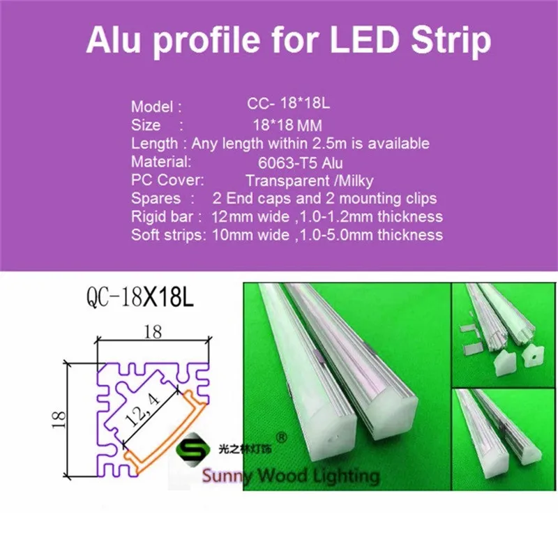 10pcs/lot cable hidden 2meters/pc aluminum profile for led strip,milky/transparent cover for 12mm pcb ,corner tape channel