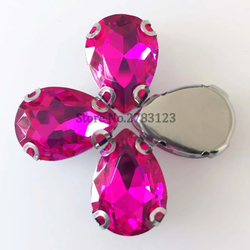 Tear-drop rose red D claw AAA+ Glass Crystal sew on stone,flatback loose rhinestones use for diy Clothing accessories