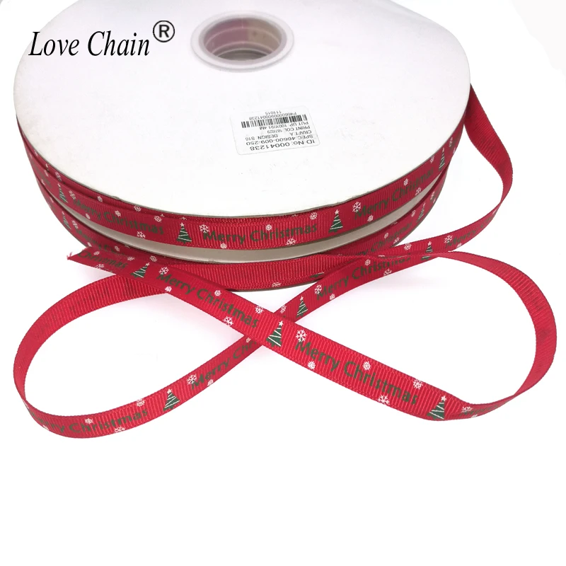 

Roll Woven Tapes Wholesale Custom Print Christmas Holiday Festival Logo Grosgrain Ribbon for Package Christmas Ribbons