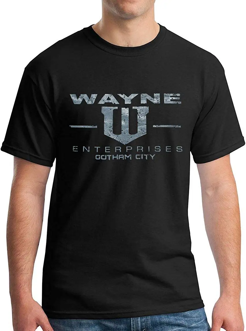 T-shirt Wayne Enterprises-Vintage Metallic Silver Print 2019 Fashion 100% Cotton Slim Fit Top T-shirt aziendali in tinta unita