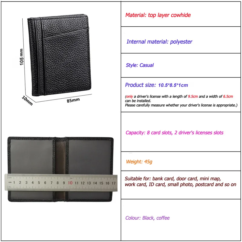 Driver License Cover Genuine Leather Business Card Holder Ultra-thin Cardholder for Auto Document Driver\'s License ID Card Case