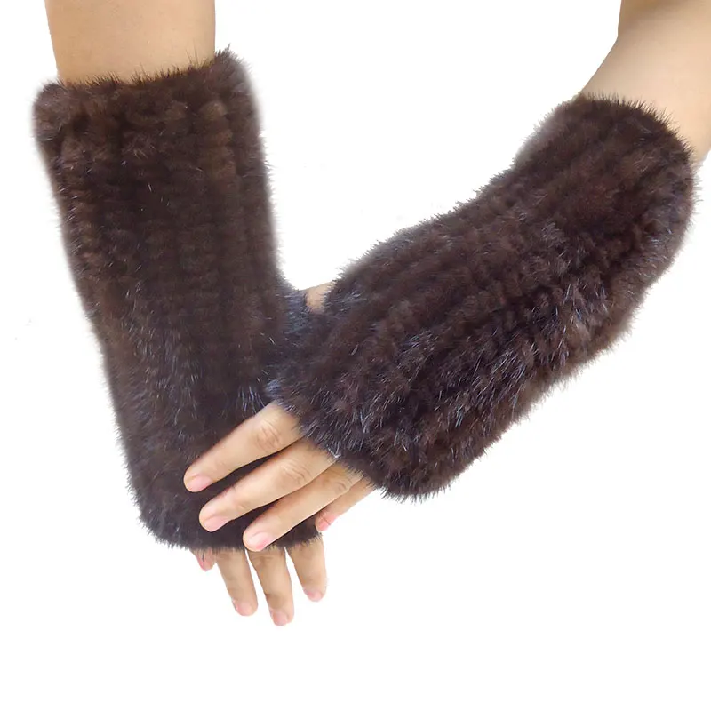 

Women fashion fur gloves Mink knit gloves High density knit warm gloves