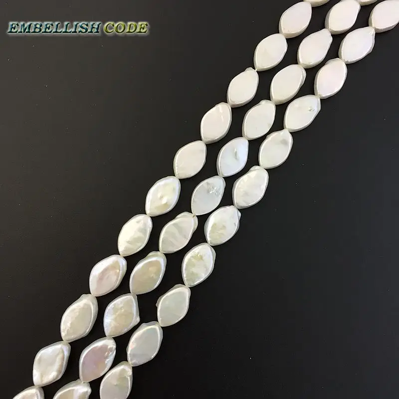 

DIY white pearls beads rhomb diamond shape Strand (about 26pcs/lot) Good quality natural Freshwater pearl Straight 0.8mm hole