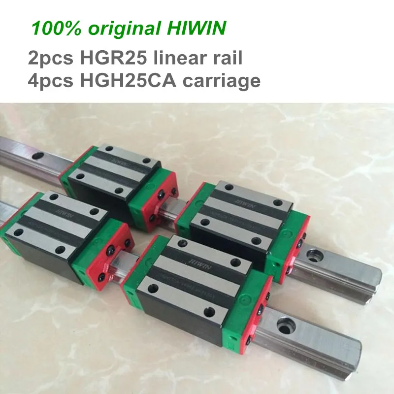 2pcs 100%  HIWIN linear guide rail HGR25 1100 1200 1500mm with 4pcs of linear block carriage HGH25CA/HGW25CA  CNC parts