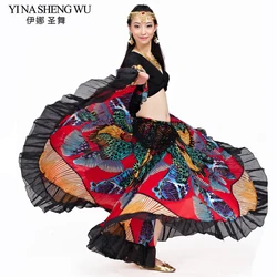 360 Degree Gypsy Skirt Butterfly Printed Gypsy Costumes Belly Dance Tribal Bohemian Skirt Belly Dance Flamenco Dance Top Skirt