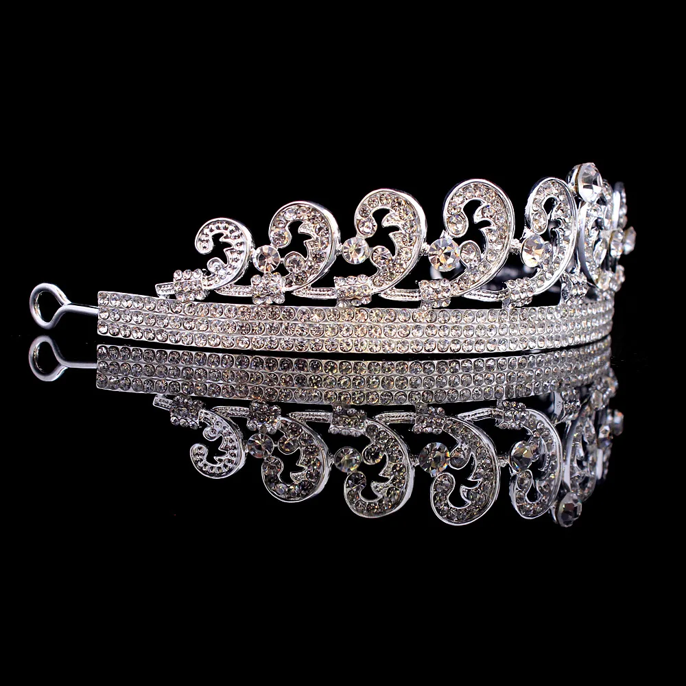 Baroque Princess Diana William Kate Bridal Crown Tiaras Boutique Rhinestone Diadem Veil Tiara Headbands Wedding Hair Accessories