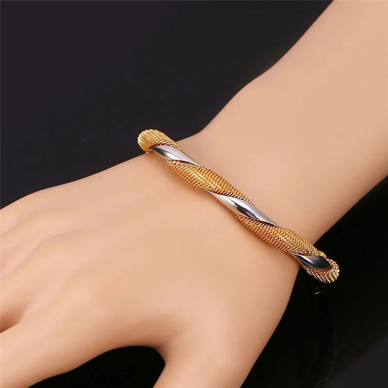 U7 Braiding Net Tristed Cable Chain Bangle Cuff for Man Woman QC24