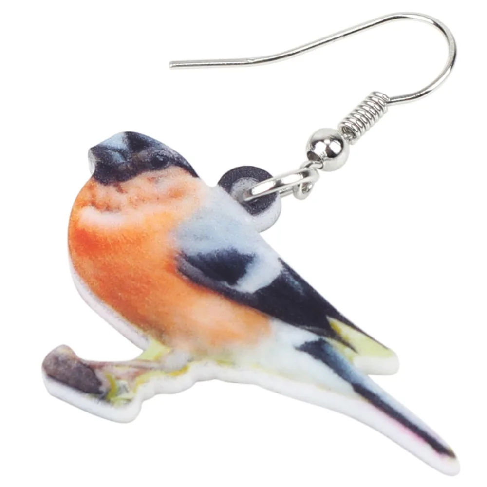 Bonsny Acrylic Daurian Redstart Bird Earrings Big Long Dangle Drop Unique Animal Jewelry For Women Girls Teens Kids Spring Gift