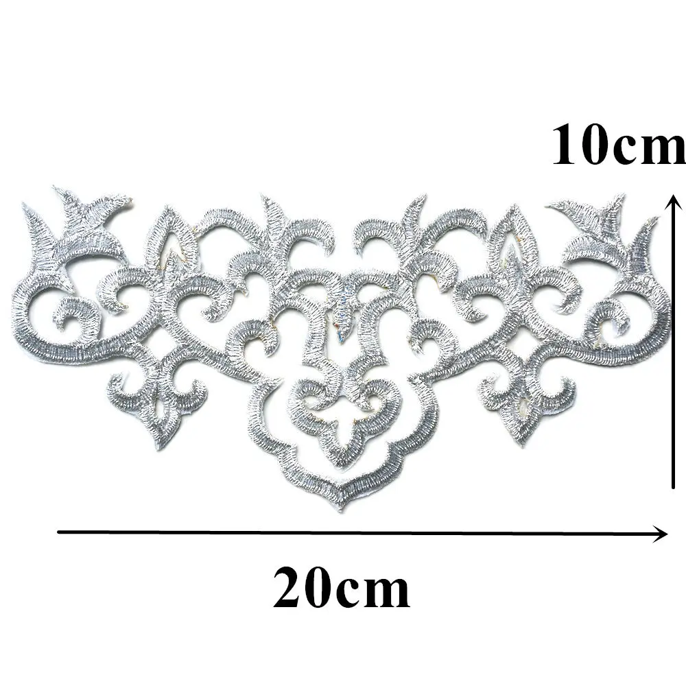 Złoty srebrny kwiat wzór aplikacje haftowane naszywki żelazko na odznaki Hollow etniczne zwyczaje na ubrania DIY dekoracji