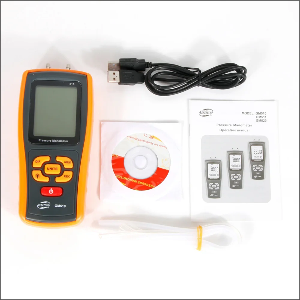 BENETECH Pressure Gauge Manometer Pressure Differential Tester Handheld Digital Manometer Pressure Manometer GM510 GM511