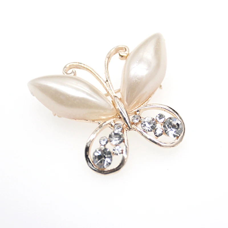 

30pcs/New Fashion High Quality Rhinestone Pearl Butterfly Animal Brooch Pin For Gift/Party