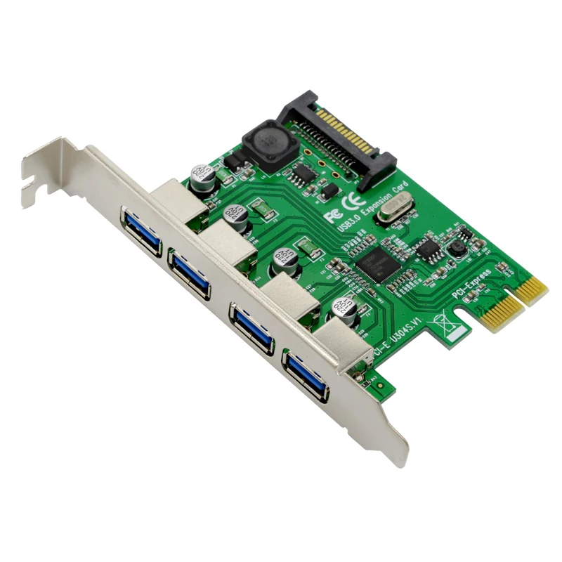 4 Ports PCIe PCI Express Expansion Card PCI-E to USB3.0 Adapter Converter Card for PCI-E x1 x4 x8 x16 Slot Computer PC