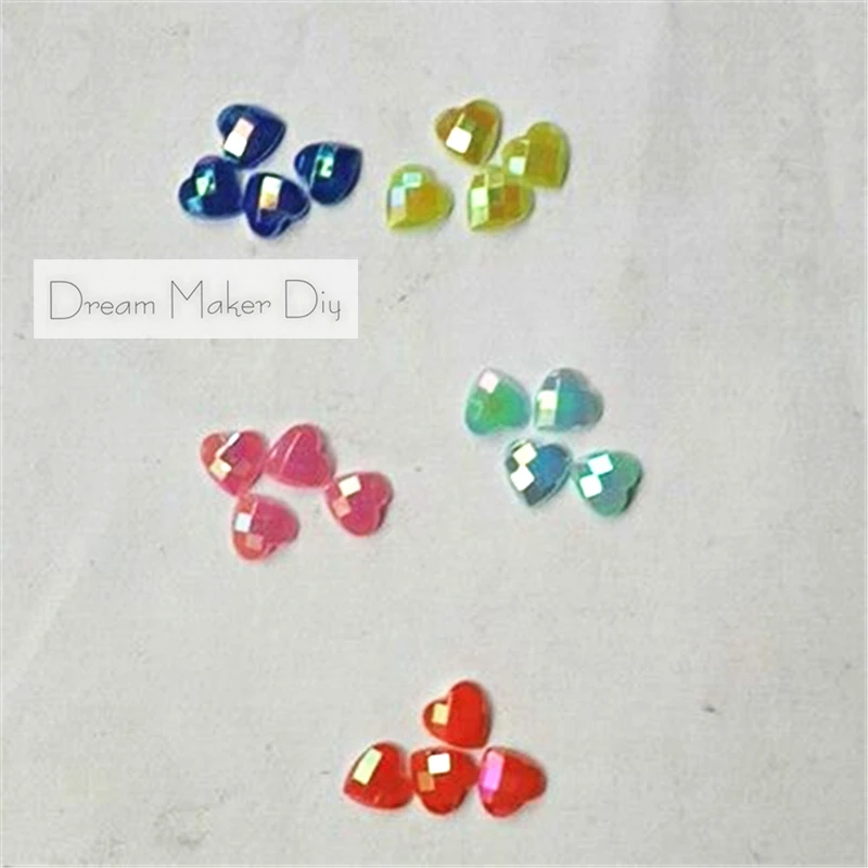 2800pcs/Lot 8mm Multicolor Heart Shape Dome Droplets Beads Design Acrylic,Crystal Cabochons, Jewelry Accessories For Diy