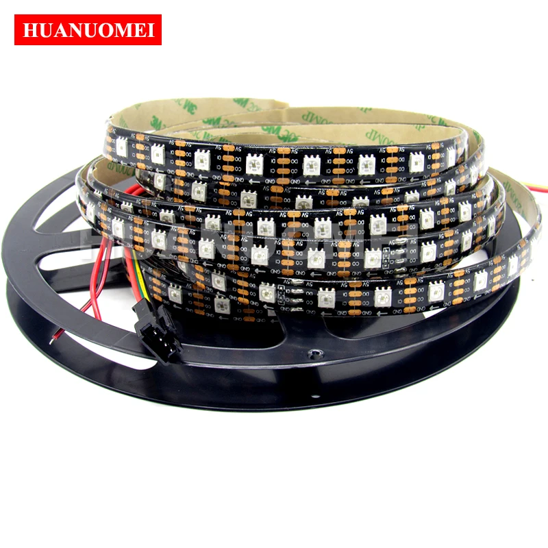 

5M/Roll 60LEDs/m APA102 RGB Digital LED Strip Light 5050 SMD LED RGB Pixel 5V Digital Flexible Tape TV Black PCB Waterproof IP65