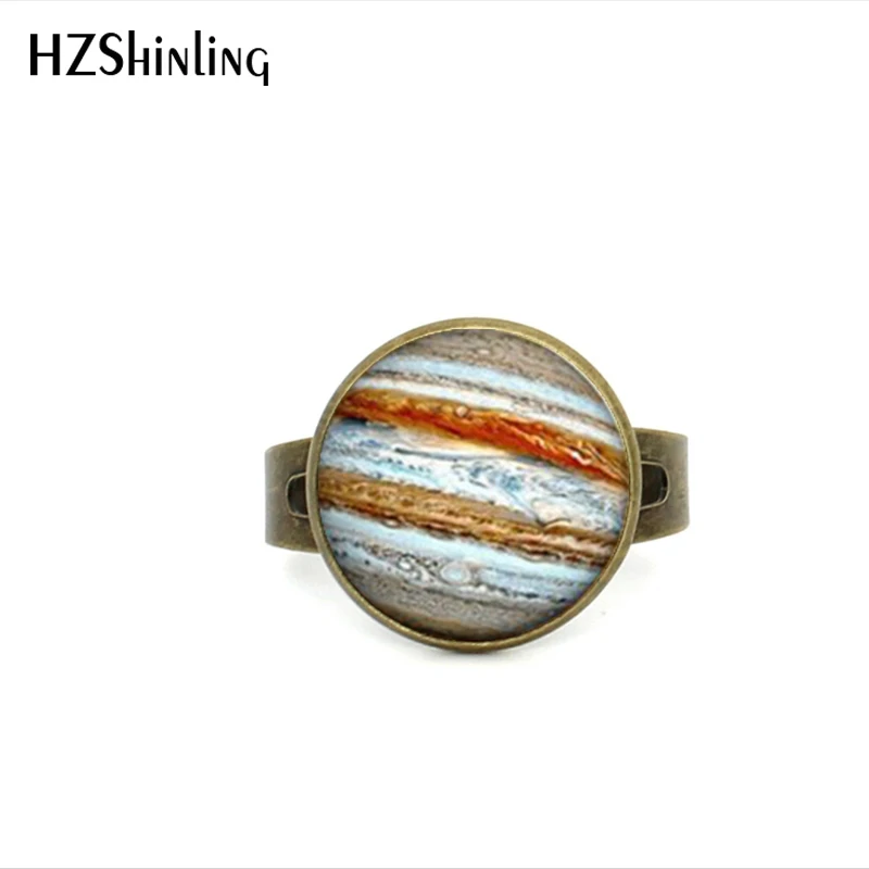 2017 New Style Jupiter Planet Ring Antique Bronze Round Glass Dome Adjustable Rings Uranus Jewelry Gifts Girl