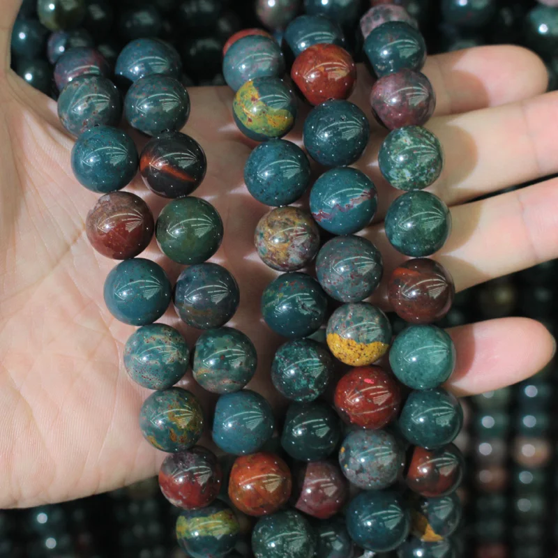 natural bloodstone/heliotrope beads natural stone beads DIY loose beads for jewelry making strand 15\